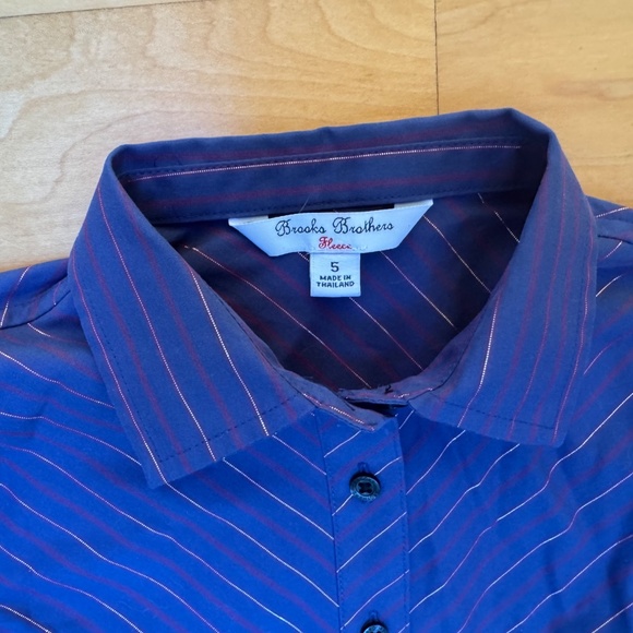 Girls Brooks Brothers Fleece NWOT Navy Cotton Shirt Dress Sz. 5 - Picture 4 of 7